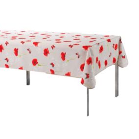 Nappe rectangle antitache Amapola - 150 x 240 cm  - Beige et rouge