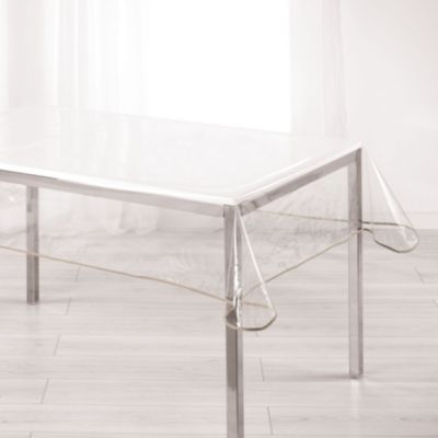 Nappe rectangle transparente ourlet coloré (140x240 cm - Taupe)
