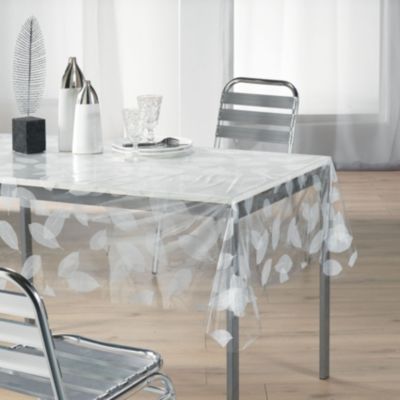 Nappe rectangle transparente print feuillages (140x240 cm - Transparent)