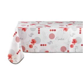 Nappe rectangulaire antitache Bouquet d'été - Diam. 150 x 240 cm - Rouge