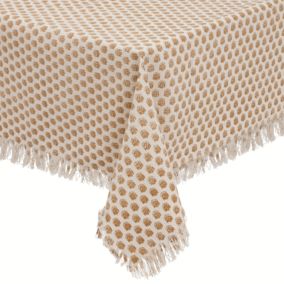 Nappe rectangulaire à franges Hindi (250x150 cm - Beige)