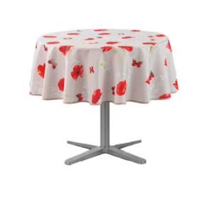 Nappe ronde antitache Amapola - Diam. 160 cm - Beige et rouge