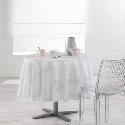 nappe-ronde-polyester-imprime-argent-plumia-blanc-180-cm