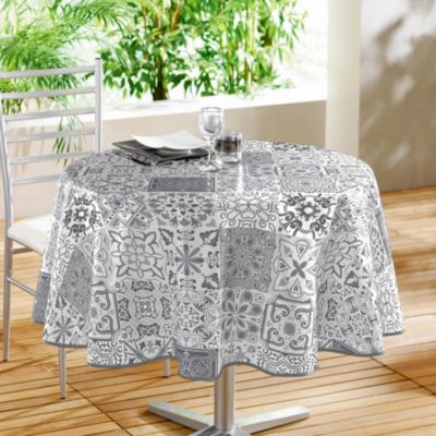 Nappe Ronde Toile Cirée "Persane" 160cm Gris