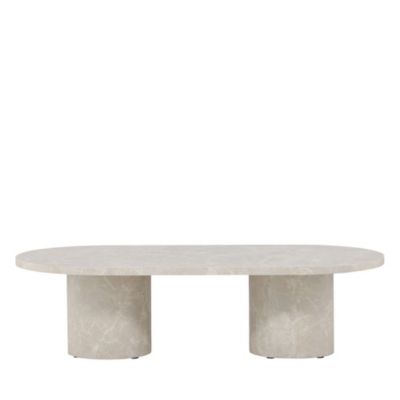 Narvik - Table basse ovale effet marbre 120x60cm - Beige