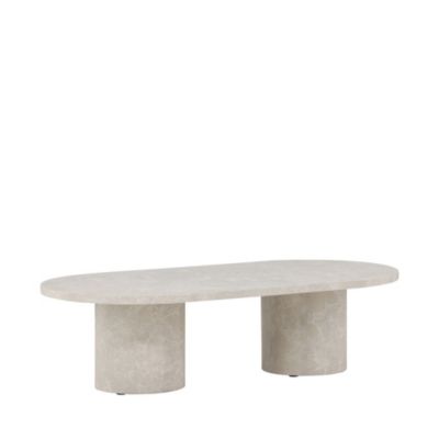 Narvik - Table basse ovale effet marbre 120x60cm - Beige