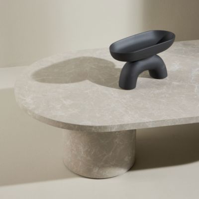 Narvik - Table basse ovale effet marbre 120x60cm - Beige