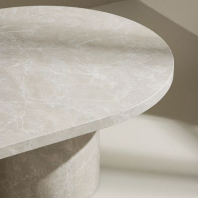 Narvik - Table basse ovale effet marbre 120x60cm - Beige