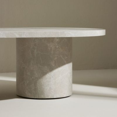 Narvik - Table basse ovale effet marbre 120x60cm - Beige