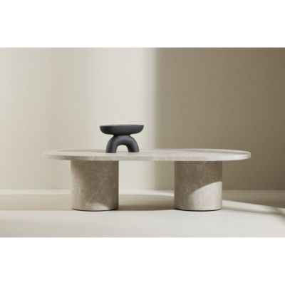 Narvik - Table basse ovale effet marbre 120x60cm - Beige