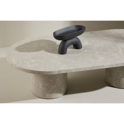 Narvik - Table basse ovale effet marbre 120x60cm - Beige