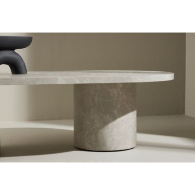 Narvik - Table basse ovale effet marbre 120x60cm - Beige