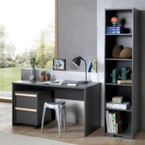 NASH DARK - Pack Bureau + Caisson Rangement + Bibliothèque