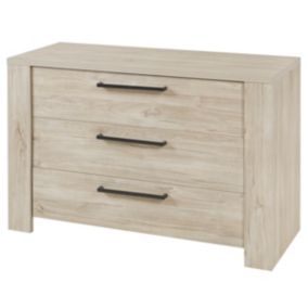 NATURAL - Commode 3 Tiroirs Aspect Bois Clair