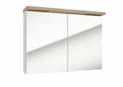 Naturel Armoire à miroir Naturel Stilla + LED 80x60 cm blanc (STILLAE08002)
