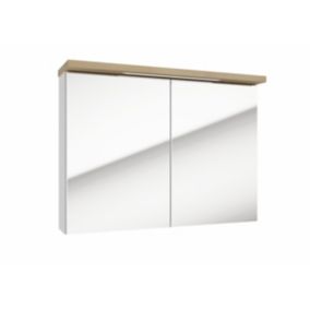 Naturel Armoire à miroir Naturel Stilla + LED 80x60 cm blanc (STILLAE08002)