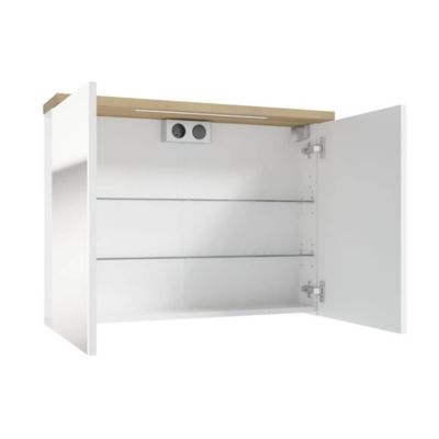 Naturel Armoire à miroir Naturel Stilla + LED 80x60 cm blanc (STILLAE08002)