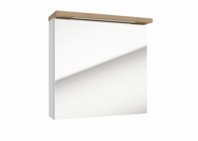 Naturel Armoire murale avec porte, miroir intégré Stilla + LED 60x60x20 cm, prise 220V, blanc (STILLAE06017)