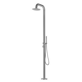 Naturel Douche extérieure de jardin en inox 316, eau chaude & froide, grande tête de douche, douchette à main, acier brossé