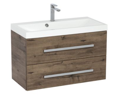 Naturel Meuble de salle de bain avec lavabo Naturel Cube Way 80x40 cm chêne Wellington (CUBE280ZDW)