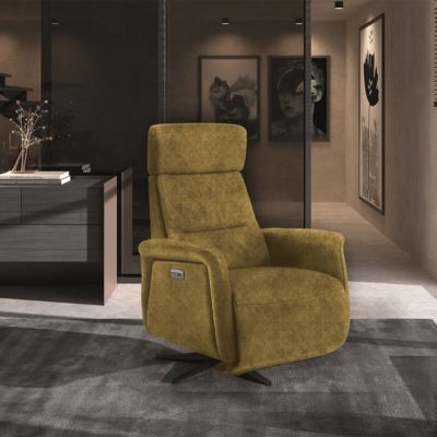 NAZARE - Fauteuil Relax Electrique Microfibre Moutarde