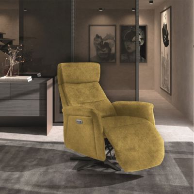 NAZARE - Fauteuil Relax Electrique Microfibre Moutarde