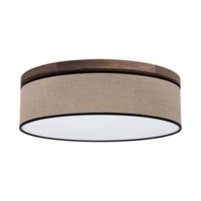 Negro Plafonnier Incl. 1xLED Intégrée 1650lm 2700K 18W Pin Teinté Noyer/Lin Naturel avec bordures Noires Switch&Dimm
