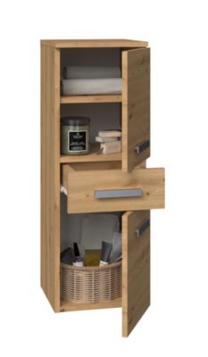Nel V DDS - Colonne de salle de bain - 3 étagères, 1 tiroir - 30x85x30 cm - CHÊNE ARTISANAL