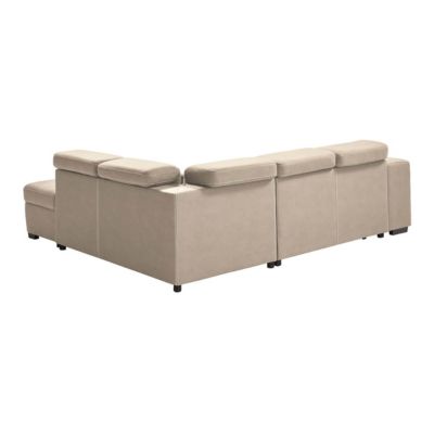 NERA - Canapé d'Angle Droit Convertible avec 2 Poufs et 1 Coffre Beige