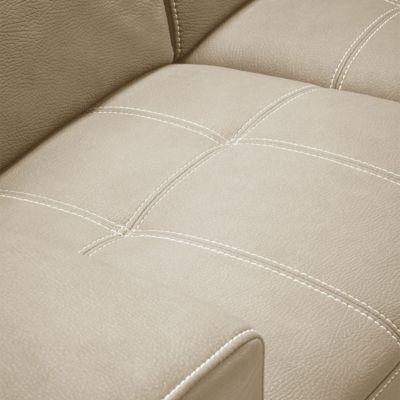 NERA - Canapé d'Angle Droit Convertible avec 2 Poufs et 1 Coffre Beige