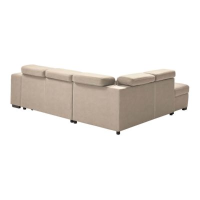 NERA - Canapé d'Angle Gauche Convertible avec 2 Poufs et 1 Coffre Beige