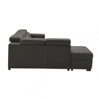 NERA - Canapé d'Angle  Gauche Convertible avec 2 Poufs et 1 Coffre Gris