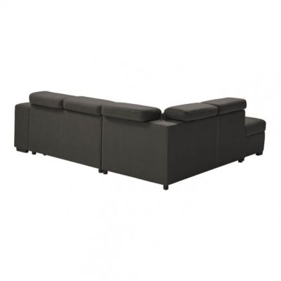 NERA - Canapé d'Angle  Gauche Convertible avec 2 Poufs et 1 Coffre Gris