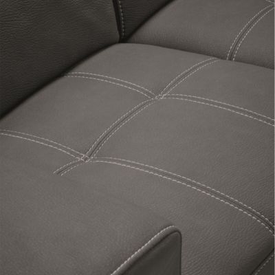 NERA - Canapé d'Angle  Gauche Convertible avec 2 Poufs et 1 Coffre Gris