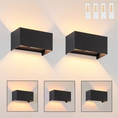 NETTLIFE 2 Appliques Murales LED Noires IP65, Lumière Blanche Chaude Réglable G9, pour Salon, Jardin, Terrasse