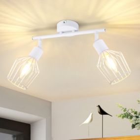 NETTLIFE 2 Spots de Plafond E14 métal lampe de couloir pivotante applique murale pour couloir et salon blanc