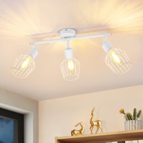 NETTLIFE 3 Spots de Plafond E14 métal lampe de couloir pivotante  applique murale pour couloir et salon blanc