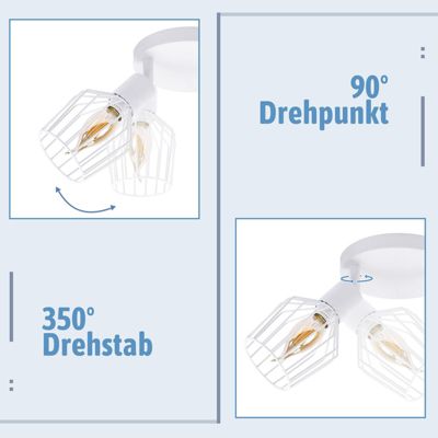 NETTLIFE 3 Spots Plafond E14 Rond Métal - Lampe Industri Pivotelleante Blanc pour Couloir Salon