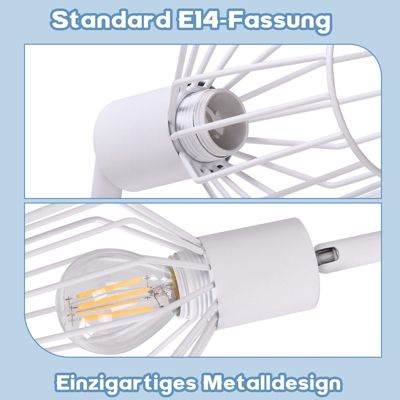 NETTLIFE 3 Spots Plafond E14 Rond Métal - Lampe Industri Pivotelleante Blanc pour Couloir Salon