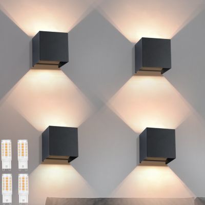 NETTLIFE 4 Appliques Murales LED Ext Int, Noires Up Down, IP65, pour Maison, Cage d Escalier