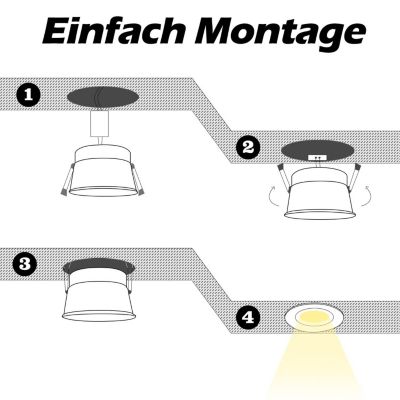 NETTLIFE 5 Spots encastrables LED blanc chaud 3000 K pour salle de bain salon cuisine couloir bureau salle à manger IP44 5W