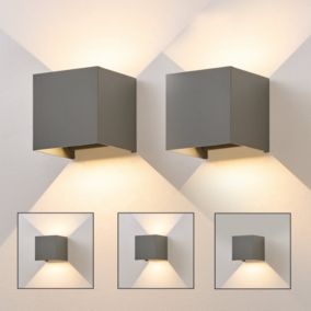 NETTLIFE Applique LED 5W, 2 pièces-Lampe Murale Extérieur Intérieure gris, double faisceau réglable étanche IP65 230V 3000K