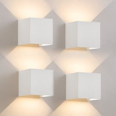 NETTLIFE Applique LED 5W, 4 pièces -Lampe Murale Extérieur Intérieure blanc, double faisceau réglable étanche IP65 230V 3000K