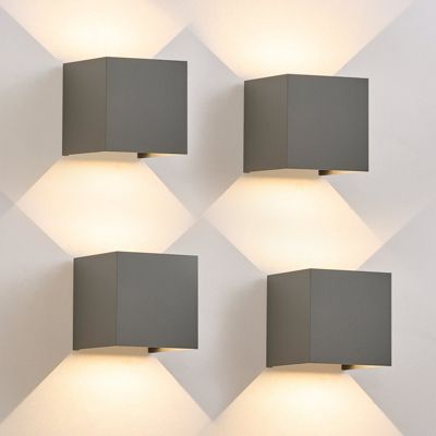 NETTLIFE Applique LED 5W, 4 pièces -Lampe Murale Extérieur Intérieure gris, double faisceau réglable étanche IP65 230V 3000K