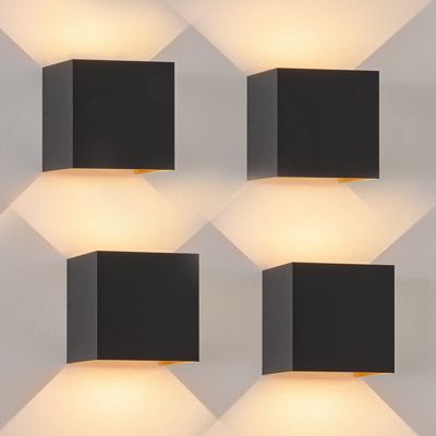 NETTLIFE applique murale extérieure LED applique intérieure lot de 4 noir or 5W IP65 orientable 3000K
