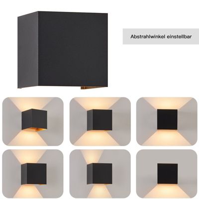NETTLIFE applique murale extérieure LED applique intérieure lot de 4 noir or 5W IP65 orientable 3000K
