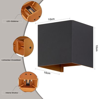 NETTLIFE applique murale extérieure LED applique intérieure lot de 4 noir or 5W IP65 orientable 3000K