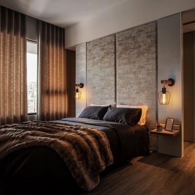 NETTLIFE applique murale intérieur bois vintage rétro avec interrupteur design industriel E27 spot mural noir avec métal