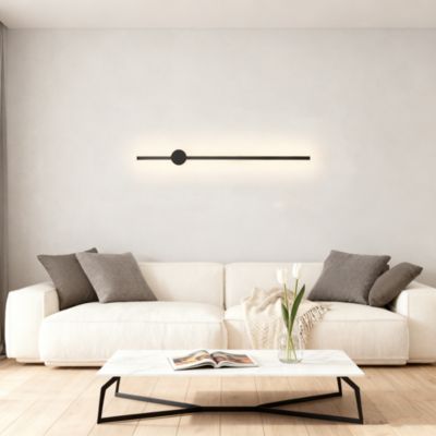 NETTLIFE Applique murale LED d'intérieur - 60 cm - Lampe de couloir moderne noire design - Blanc chaud 3000 K - Lampe de cuisine