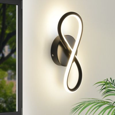 NETTLIFE Applique murale LED noire 7 W design incurvé blanc chaud 3000 K pour escalier d'intérieur